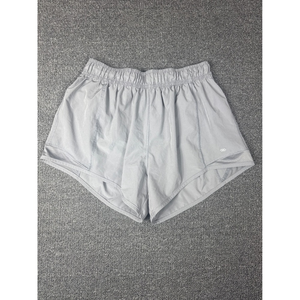LEG3ND Womens Athletic‎ Running Shorts Light Gray Elastic Waist Mesh Inset Large
